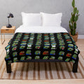 A pepe peepo themed plush blanket featuring various internet meme characters and emotes.