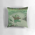 Happy and vibrant Pepe the Frog printed on a soft, plush pillow