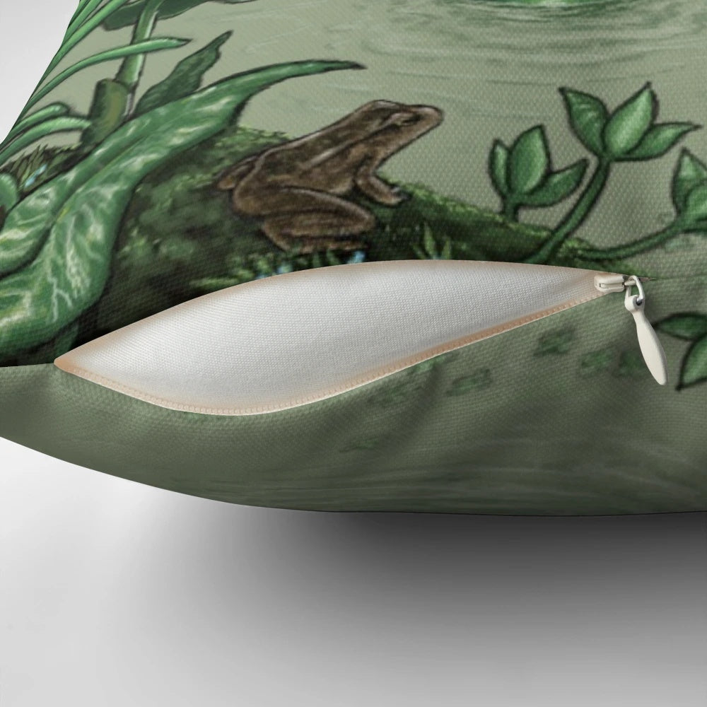 Happy and vibrant Pepe the Frog printed on a soft, plush pillow