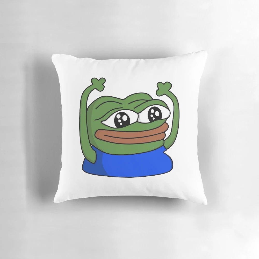 Pepe the Frog themed pillow featuring popular Twitch emotes and hypewave design