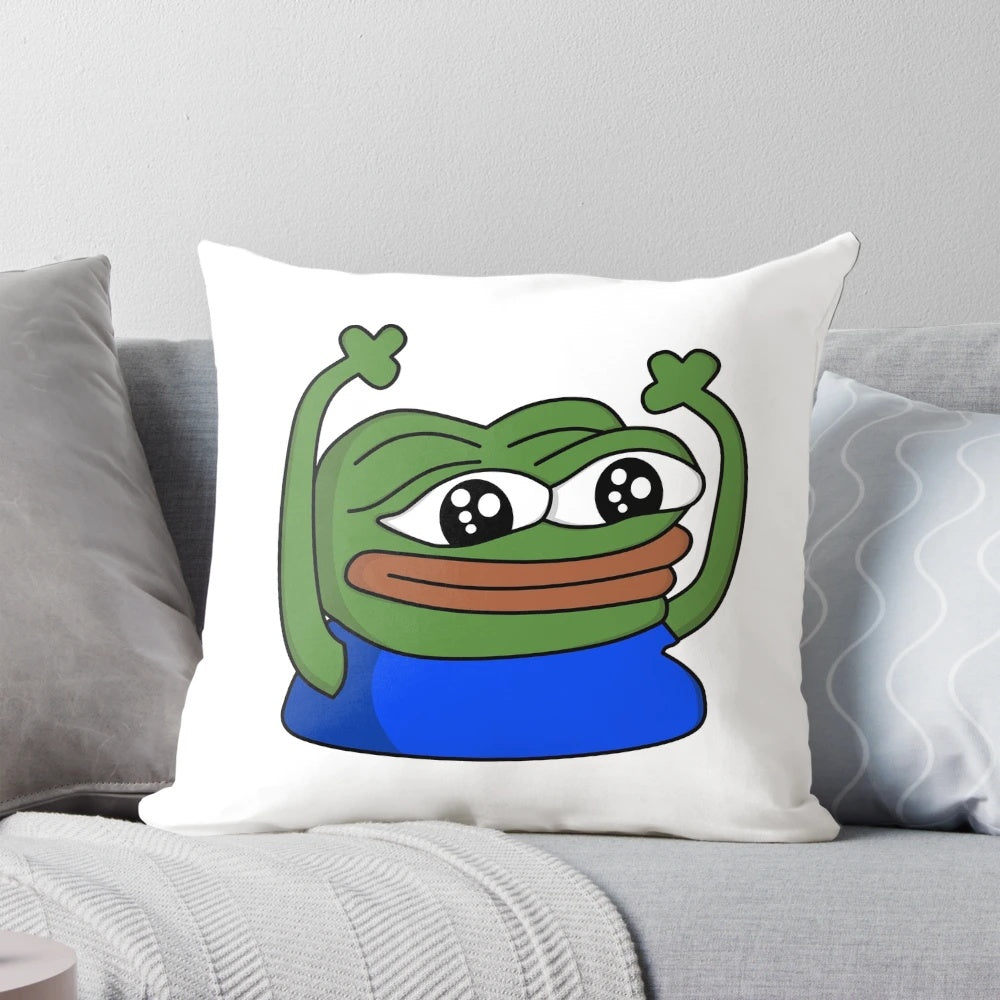 Pepe the Frog themed pillow featuring popular Twitch emotes and hypewave design