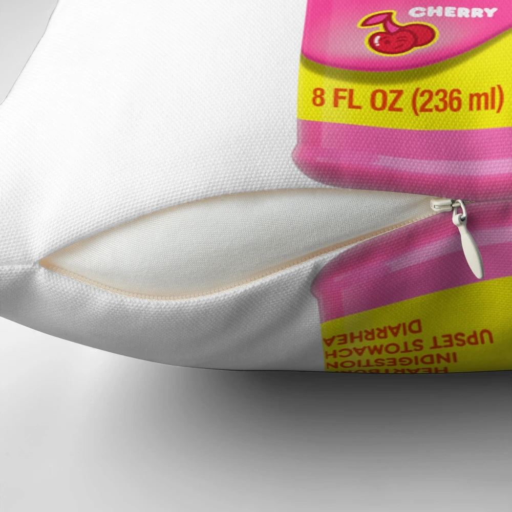 A plush, comfortable pillow designed with the iconic Pepto Bismol logo, perfect for a good night's sleep.