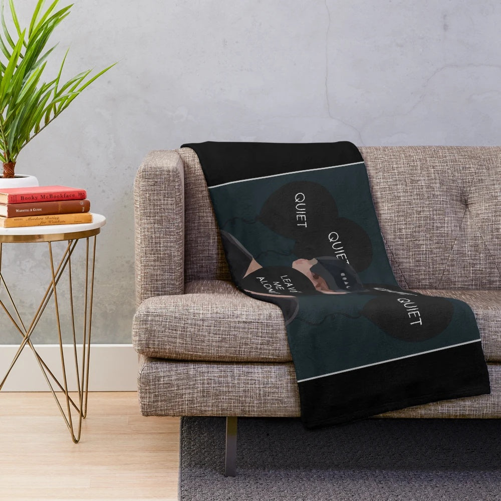 NF Perception-inspired plush blanket with "Leave Me Alone" design