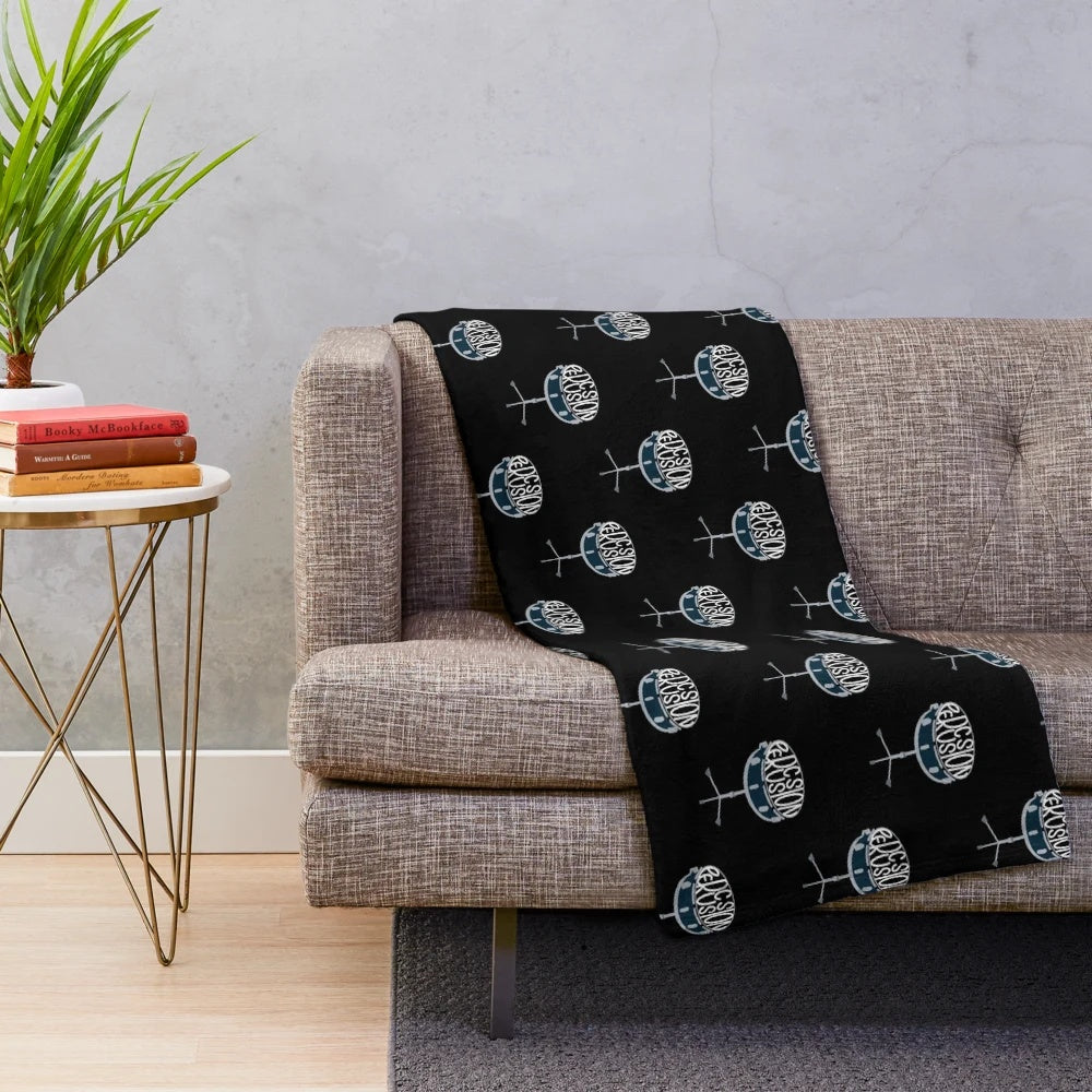 Percussion inspired plush blanket with musical instruments