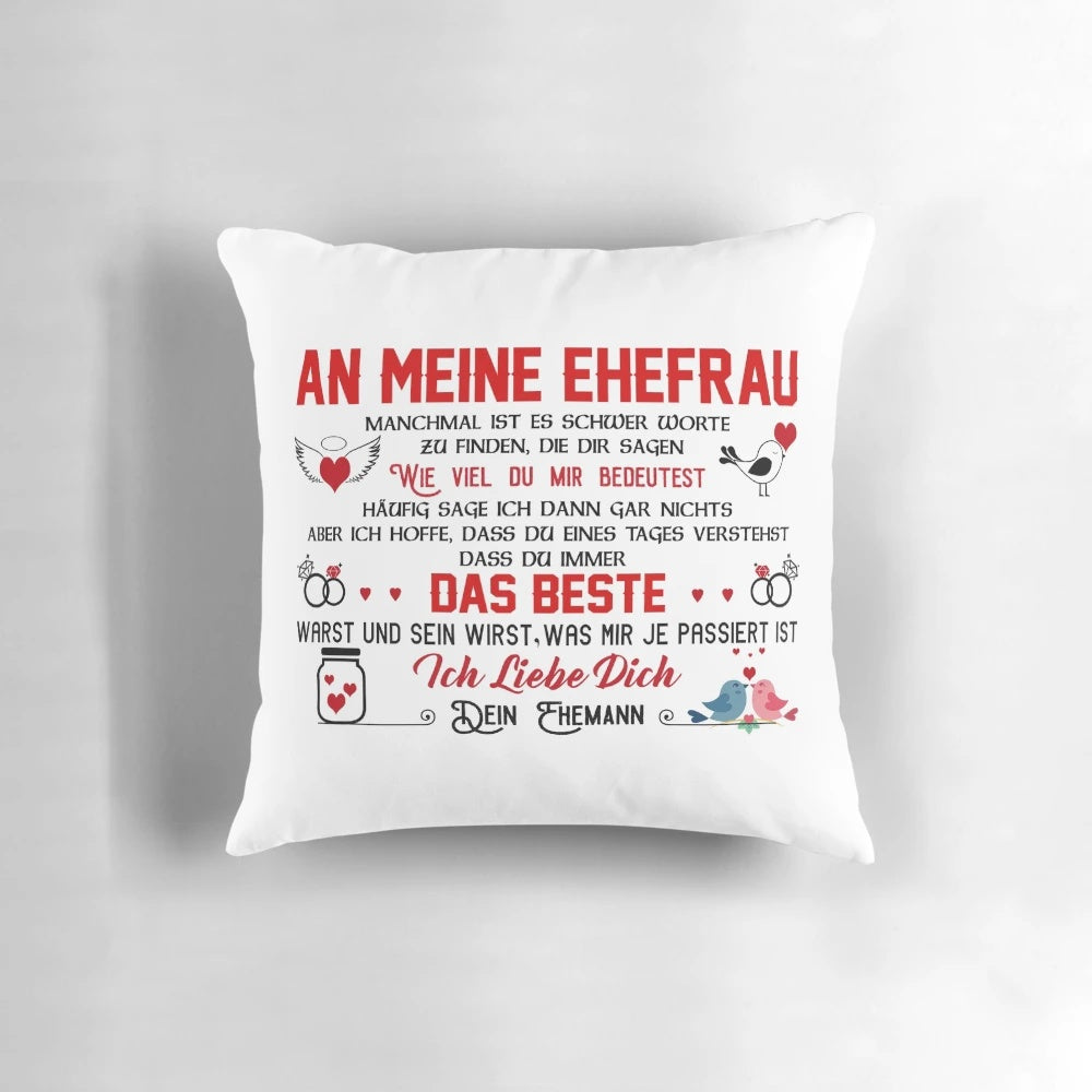 A cozy and stylish pillow, perfect as a gift for your wife.