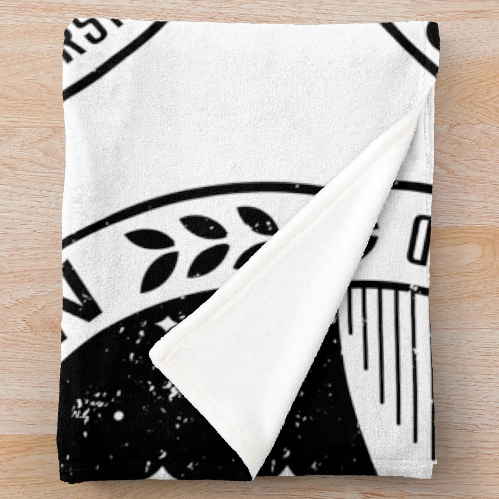 Perihelion-inspired plush blanket featuring sci-fi elements