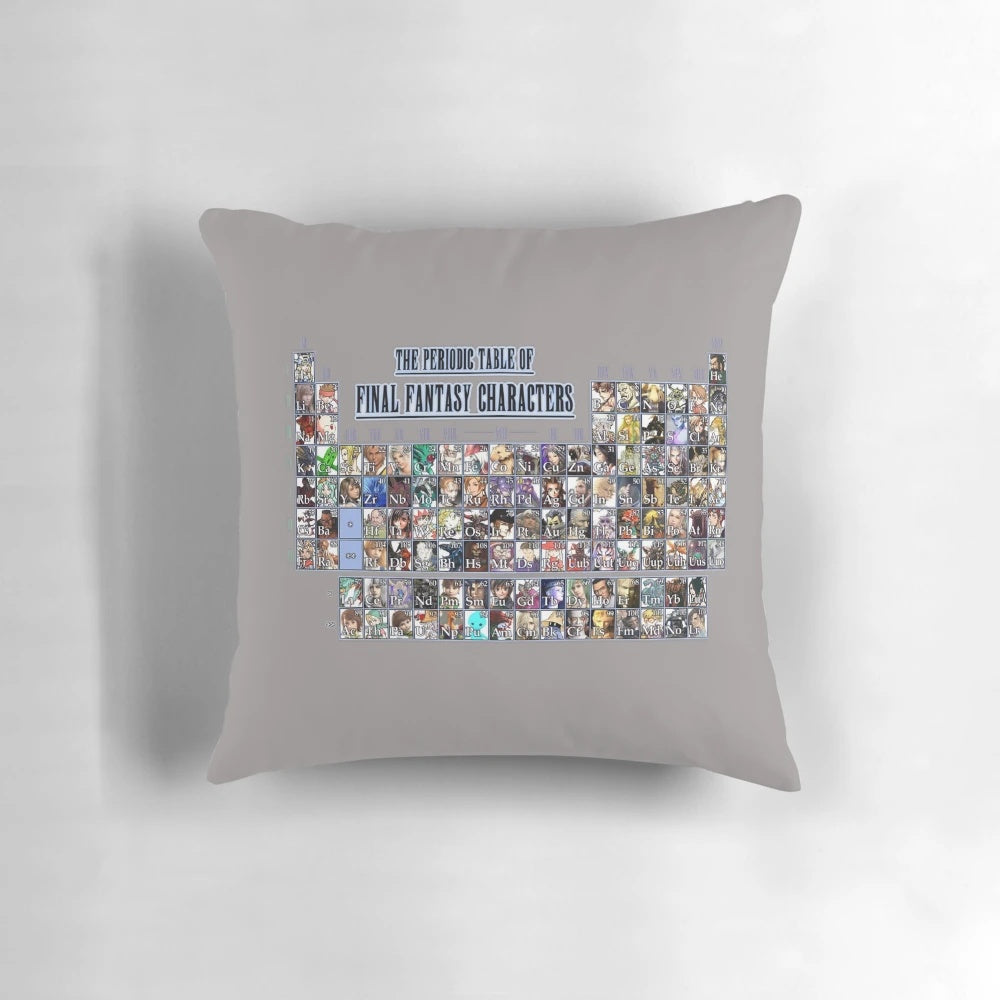 Periodic table-inspired pillow featuring all the iconic characters from the Final Fantasy video game series.