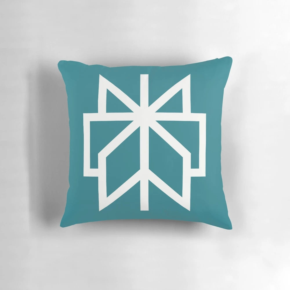 Perplexity AI search engine logo printed on a soft, plush pillow for home or office decor.