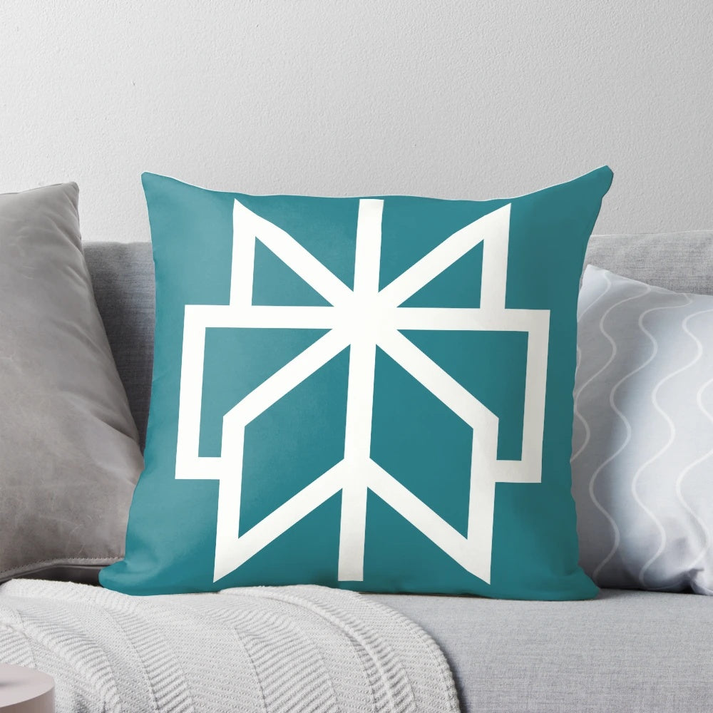 Perplexity AI search engine logo printed on a soft, plush pillow for home or office decor.