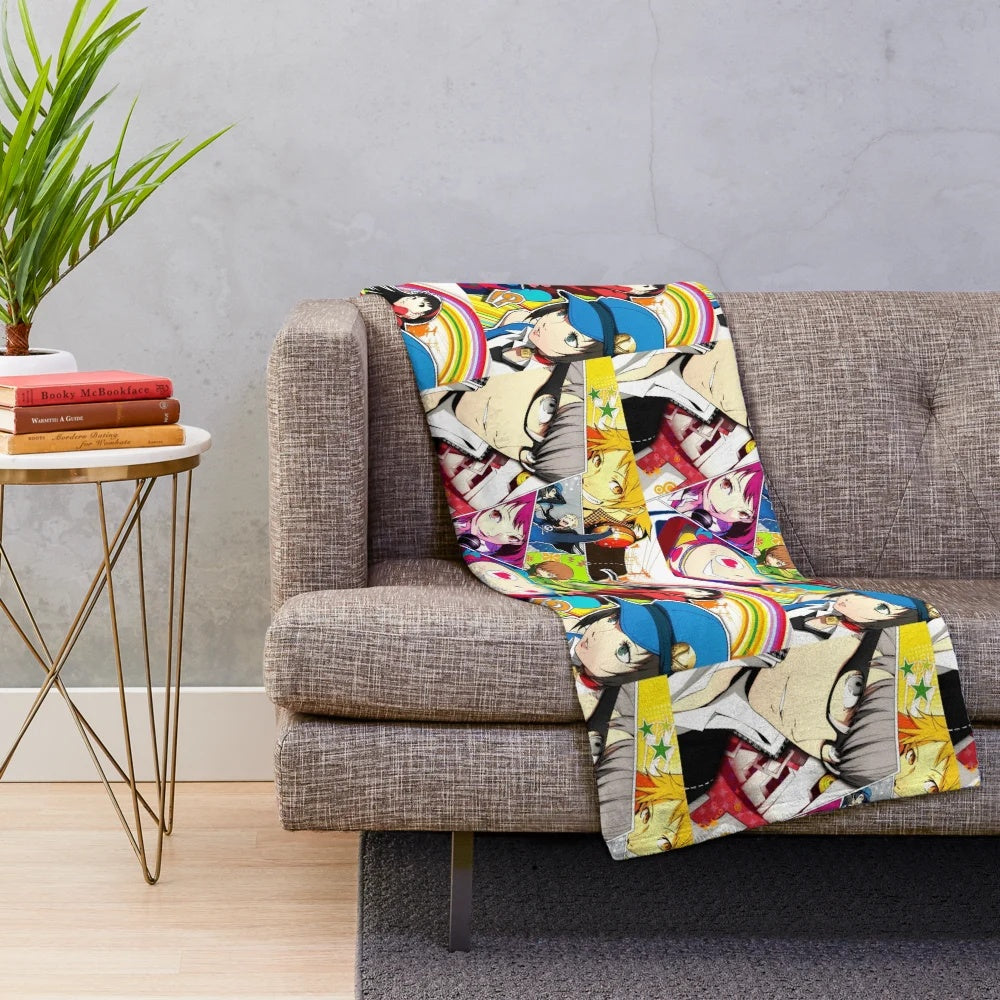 Persona 4 Golden inspired plush blanket featuring the Investigation Team
