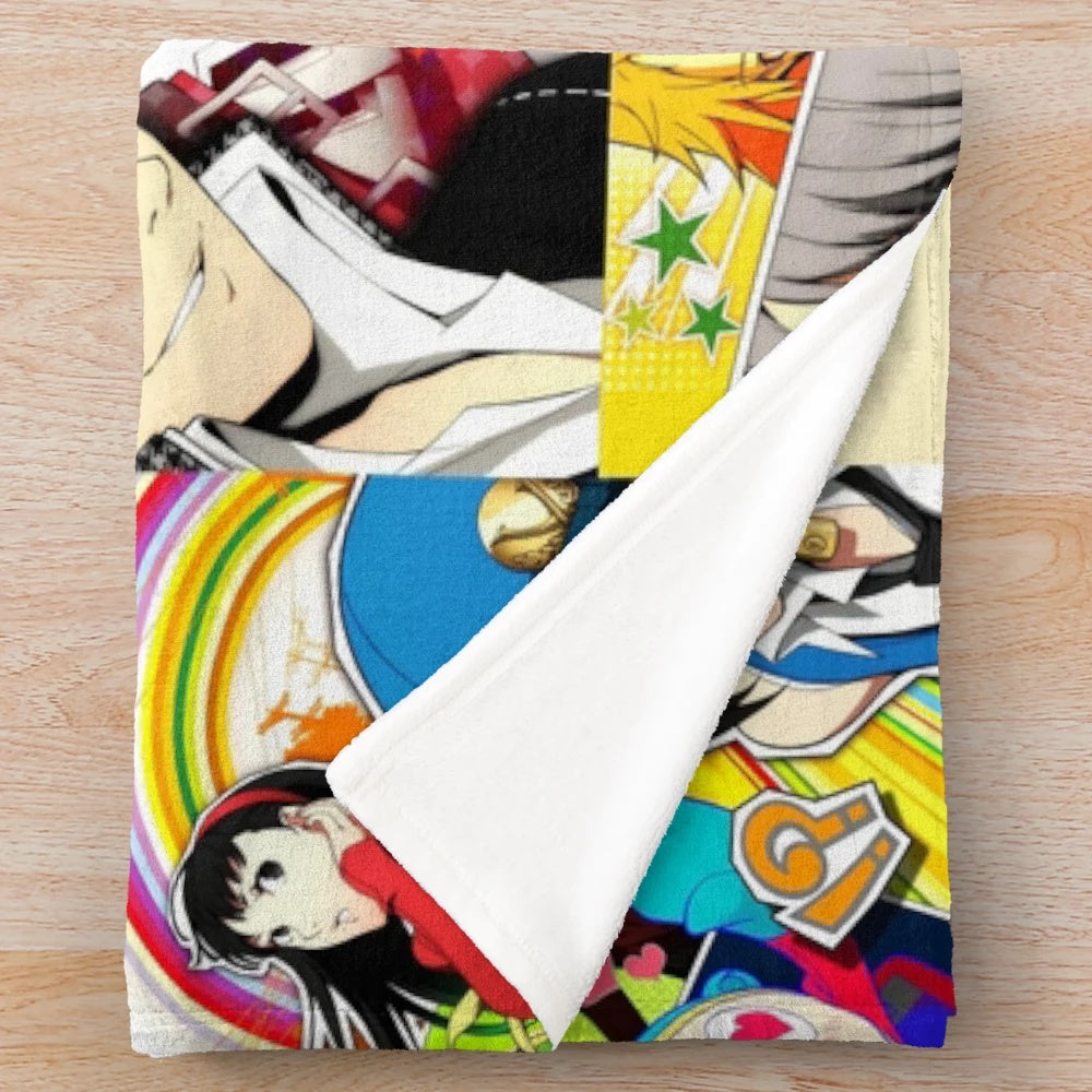 Persona 4 Golden inspired plush blanket featuring the Investigation Team