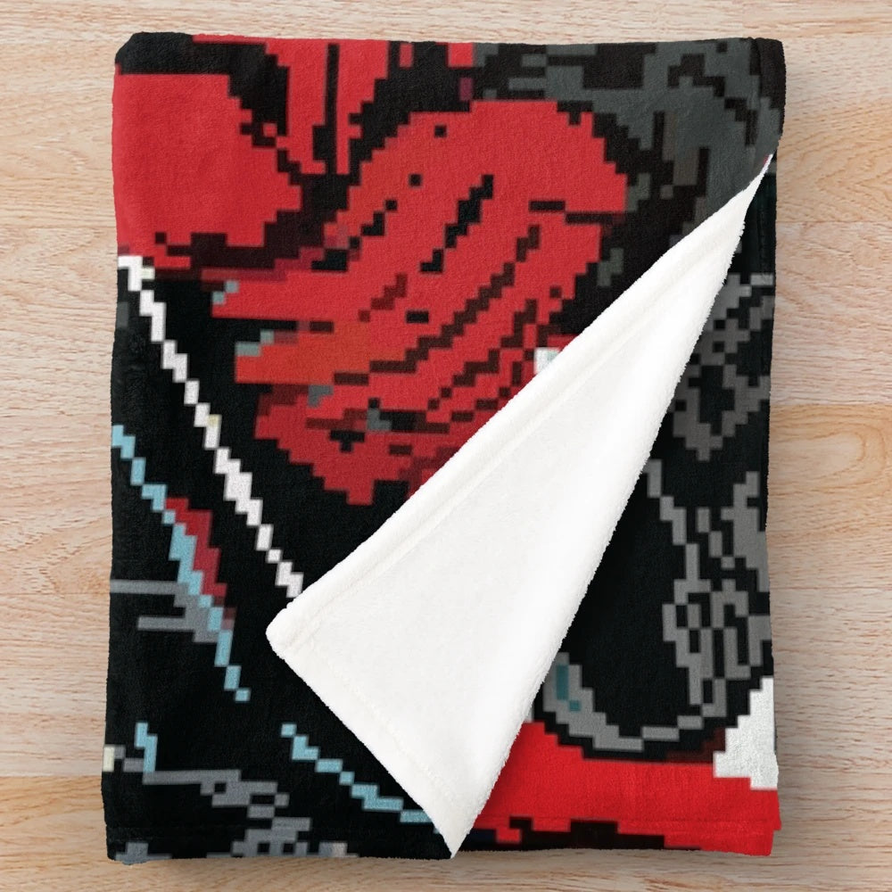 Persona 5 inspired pixel art plush blanket