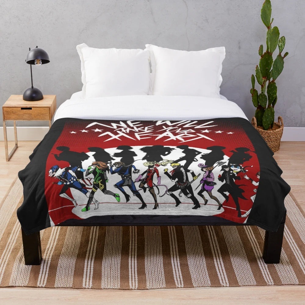 Persona 5 inspired plush blanket featuring the Phantom Thieves
