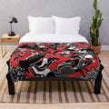 Persona 5 inspired plush blanket with characters Joker, Panther, Skull, Futaba, and Morgana