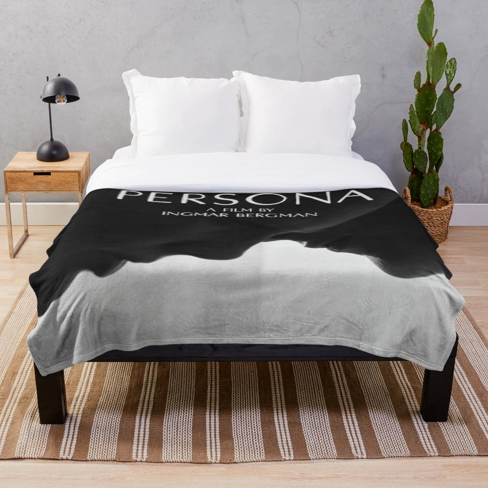 Persona inspired plush blanket featuring Ingmar Bergman's world cinema style