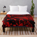 Persona-inspired plush blanket with red and stars anime design
