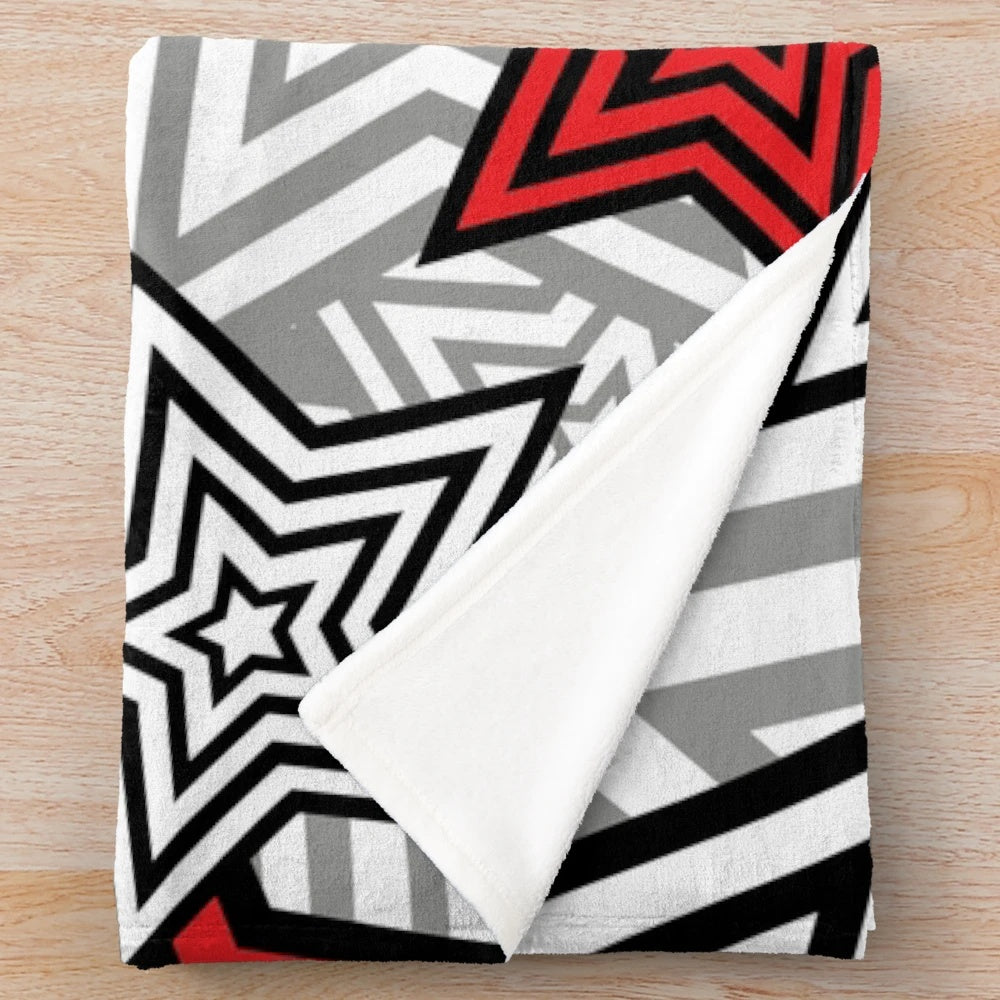 Persona 5 inspired plush blanket with a star background pattern