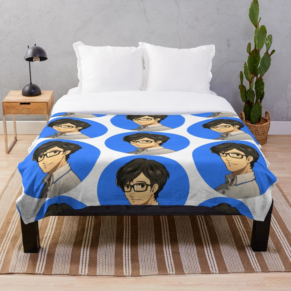 Persona Series Inspired Plush Blanket featuring characters from the Persona franchise