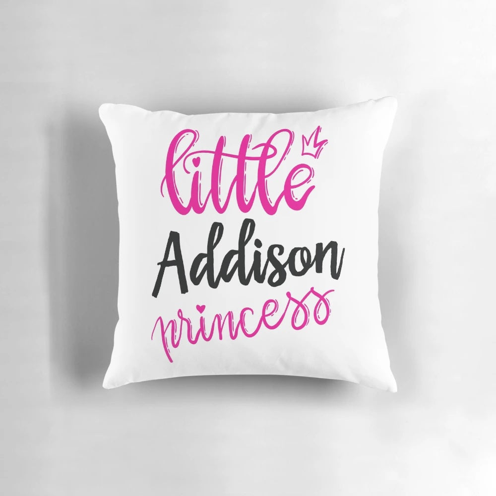 Personalized Addison Name Princess Pillow with Addison's Name in Cute Script Font