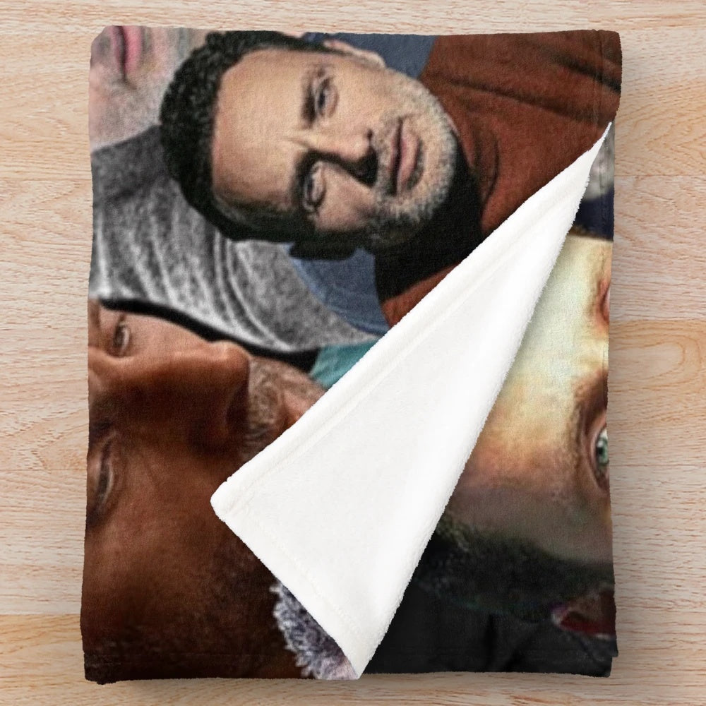 Soft and cozy plush blanket featuring a custom photo collage of actor Andrew Lincoln