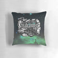 Customizable "Ask Me About My Headcanons" decorative throw pillow with typographic design