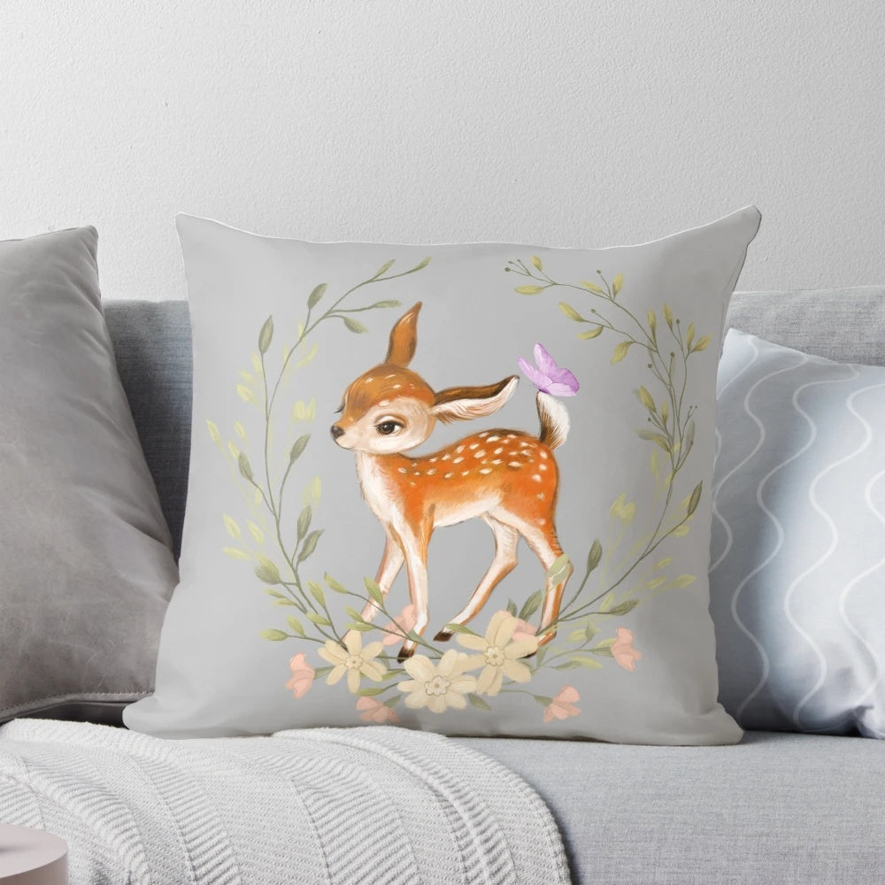 Soft and plush Bambi baby deer fawn decorative pillow for nursery and kids room