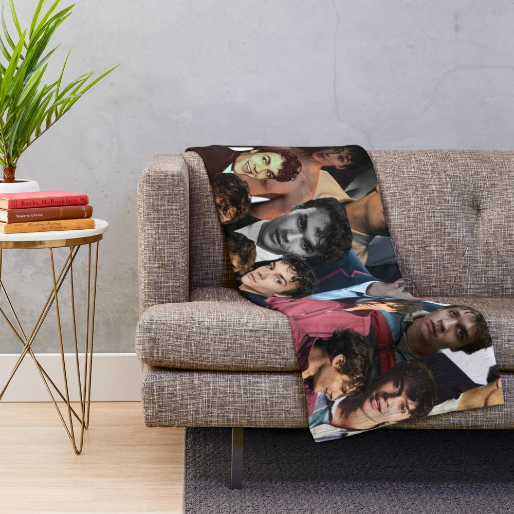 Cozy plush blanket featuring a custom photo collage of Benjamin Wadsworth