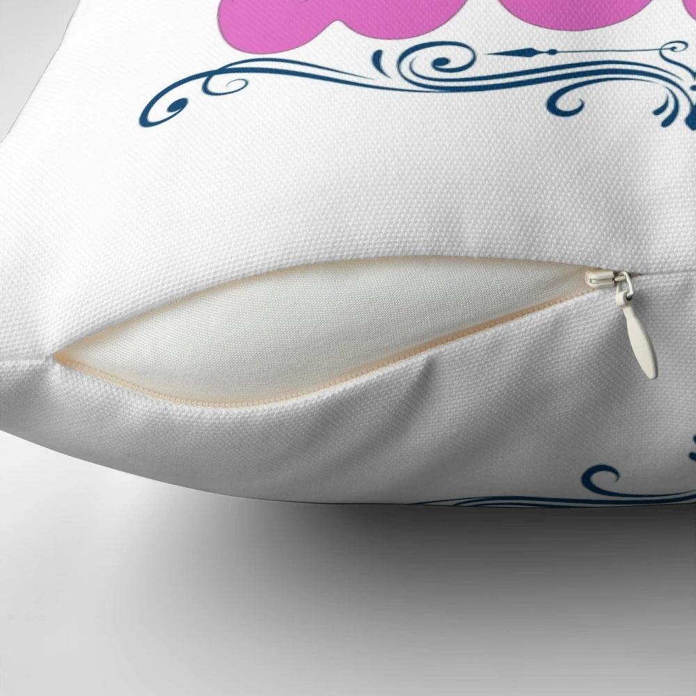 Image of a plush white pillow with the text "Best Daughter in the World" printed on it.