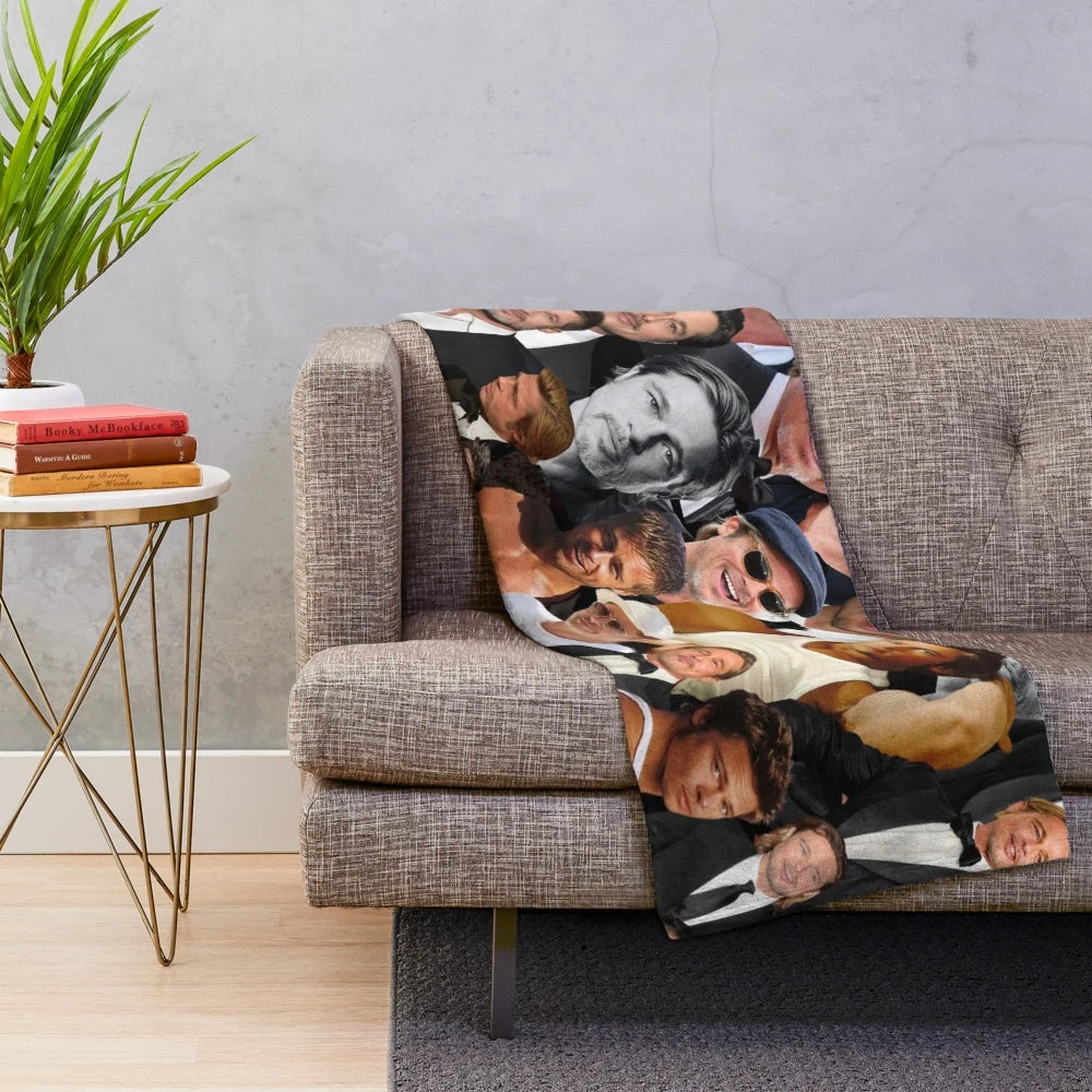 Brad Pitt Photo Collage Plush Blanket