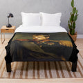 Photorealistic custom plush blanket featuring a portrait of actor Brad Pitt