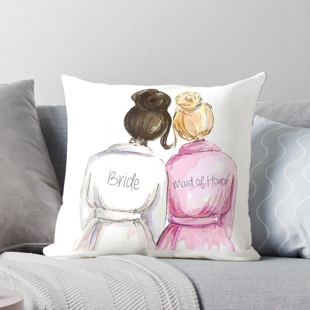 Bride and Maid of Honor Pillow - Wedding Gifts and Bridal Shower Gifts for the Bride, Maid of Honor, and Best Friend