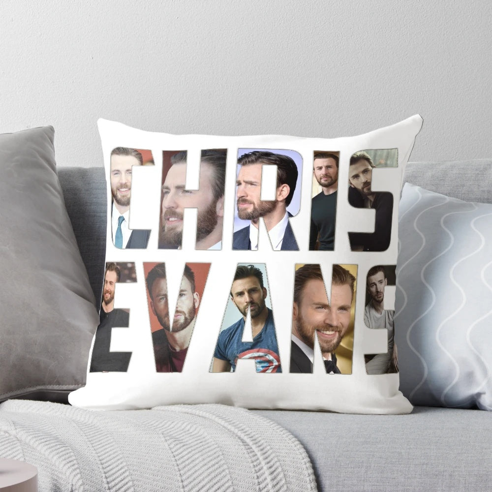 Personalized Chris Evans Pillow with his name in block letters