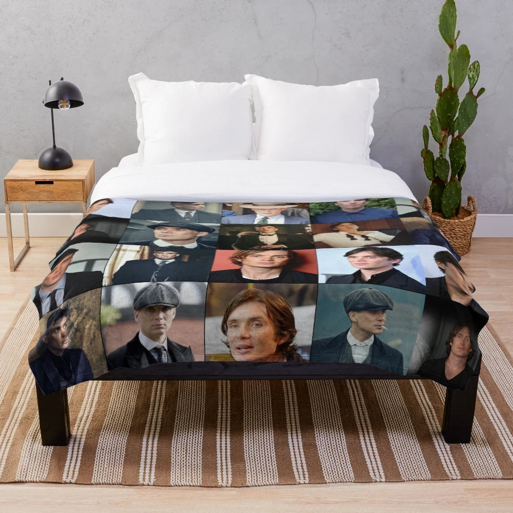 Custom Cillian Murphy photo collage plush blanket