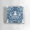 Vibrant damask pattern Tardis-inspired custom pillow with a police box design