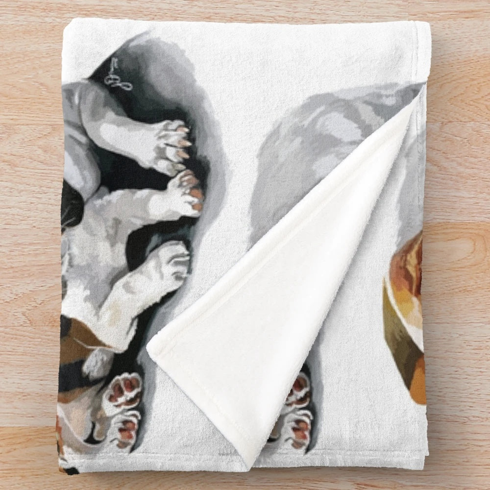 Personalized digital beagle plush blanket featuring a custom pet portrait