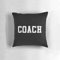 Distressed sports coach pillow with custom team name and logo