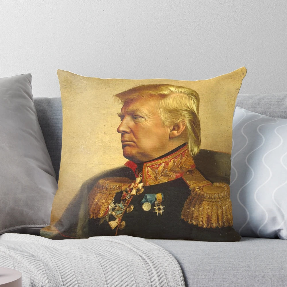 Personalized Donald Trump pillow with a custom political portrait and replaceable face feature