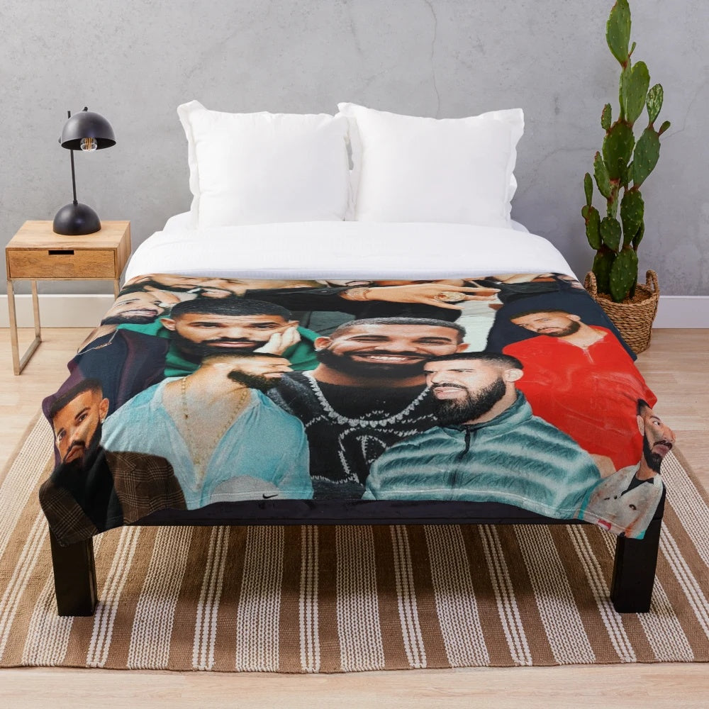 Drake-inspired collage design plush blanket