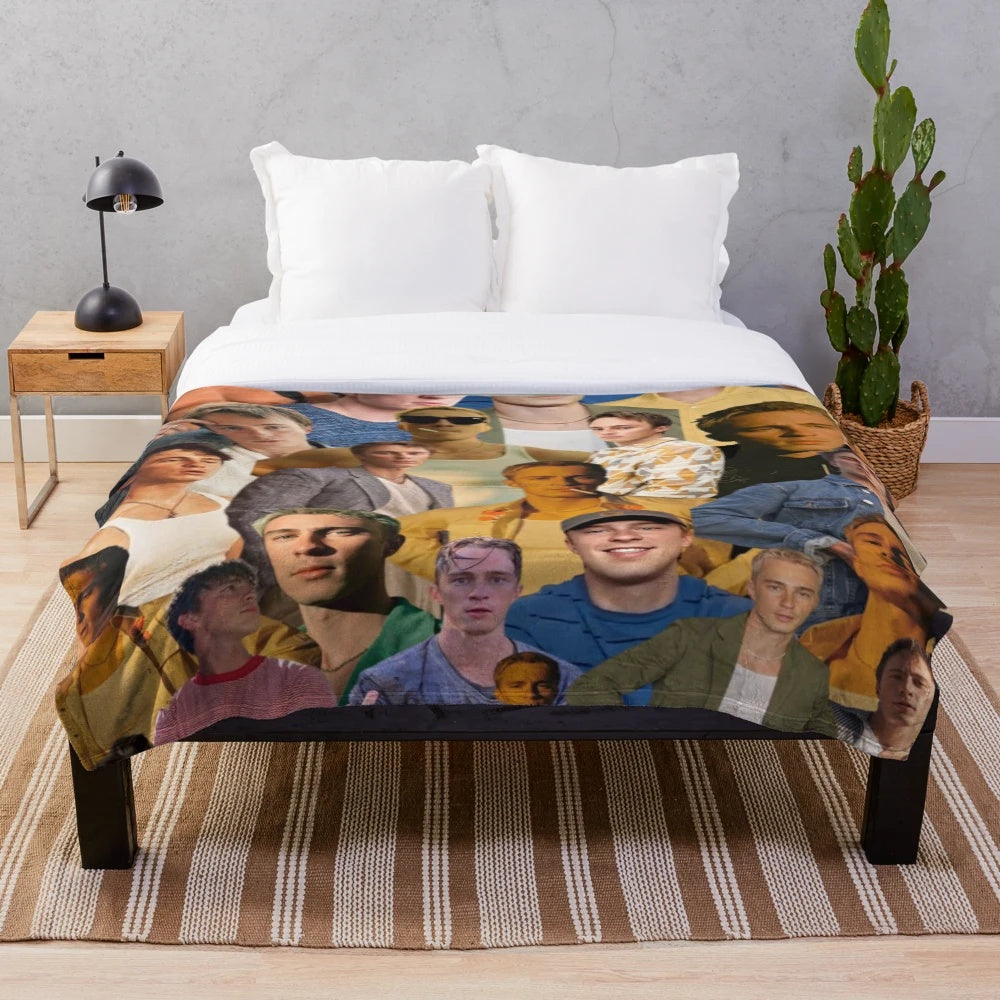 Drew Starkey photo collage printed on a soft, plush blanket