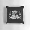 Customizable pillow with "World's Okayest Ambulance Driver" text and ambulance graphic
