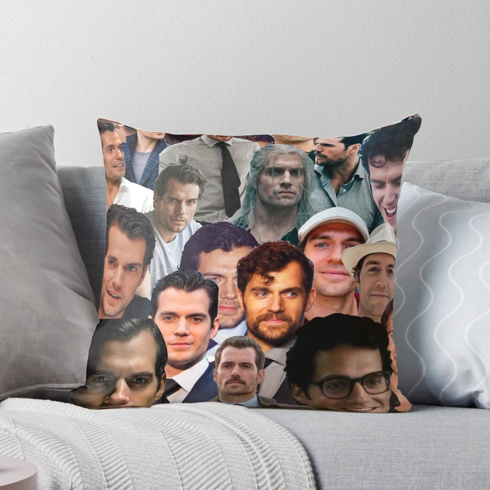Henry Cavill photo collage printed on a soft, comfortable pillow