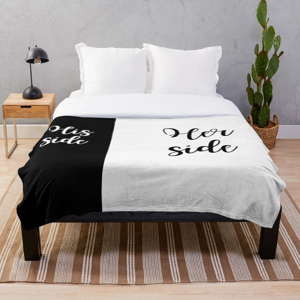 Personalized his and her plush blanket for couples