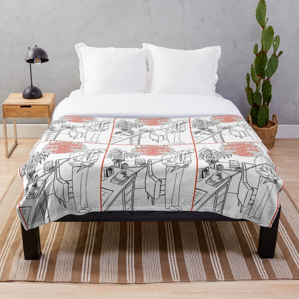Plush blanket with list of hobbies design