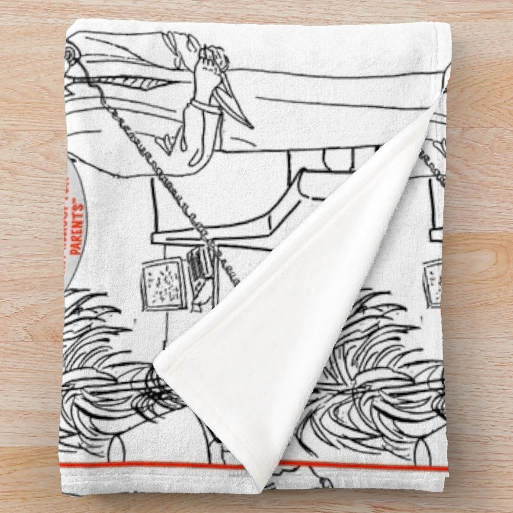 Plush blanket with list of hobbies design