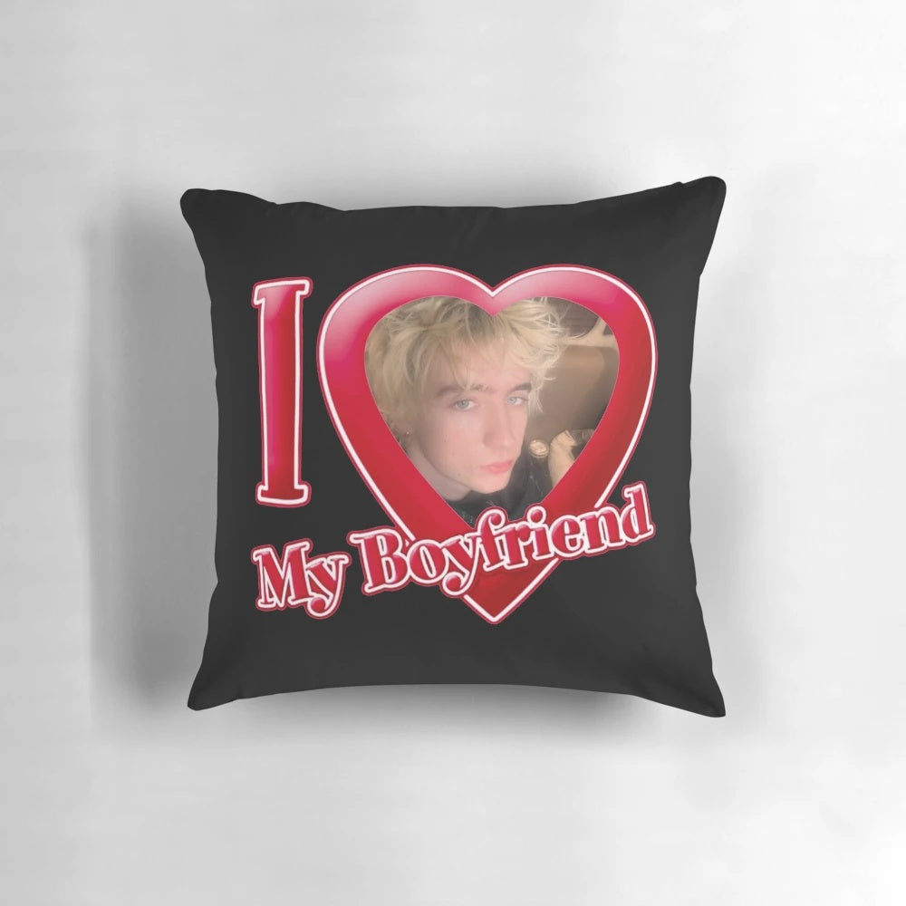 I Love My Boyfriend" Personalized Pillow featuring custom text and design