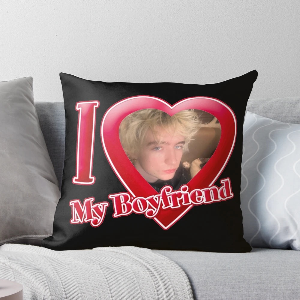 I Love My Boyfriend" Personalized Pillow featuring custom text and design