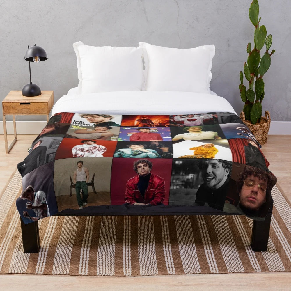 Jack Harlow photo collage design on a plush blanket