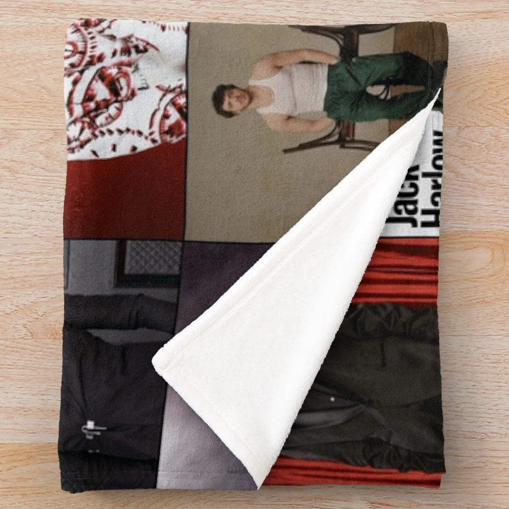 Jack Harlow photo collage design on a plush blanket