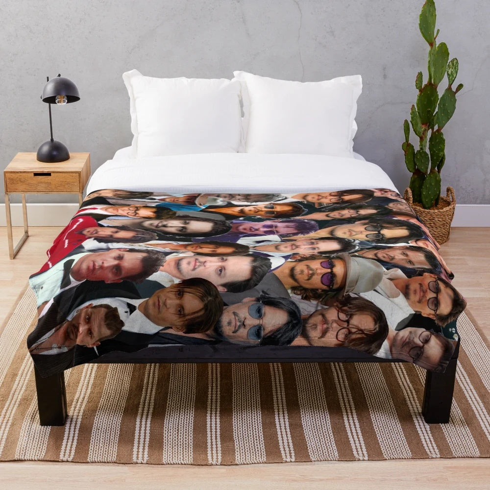 Johnny Depp Photo Collage Plush Blanket