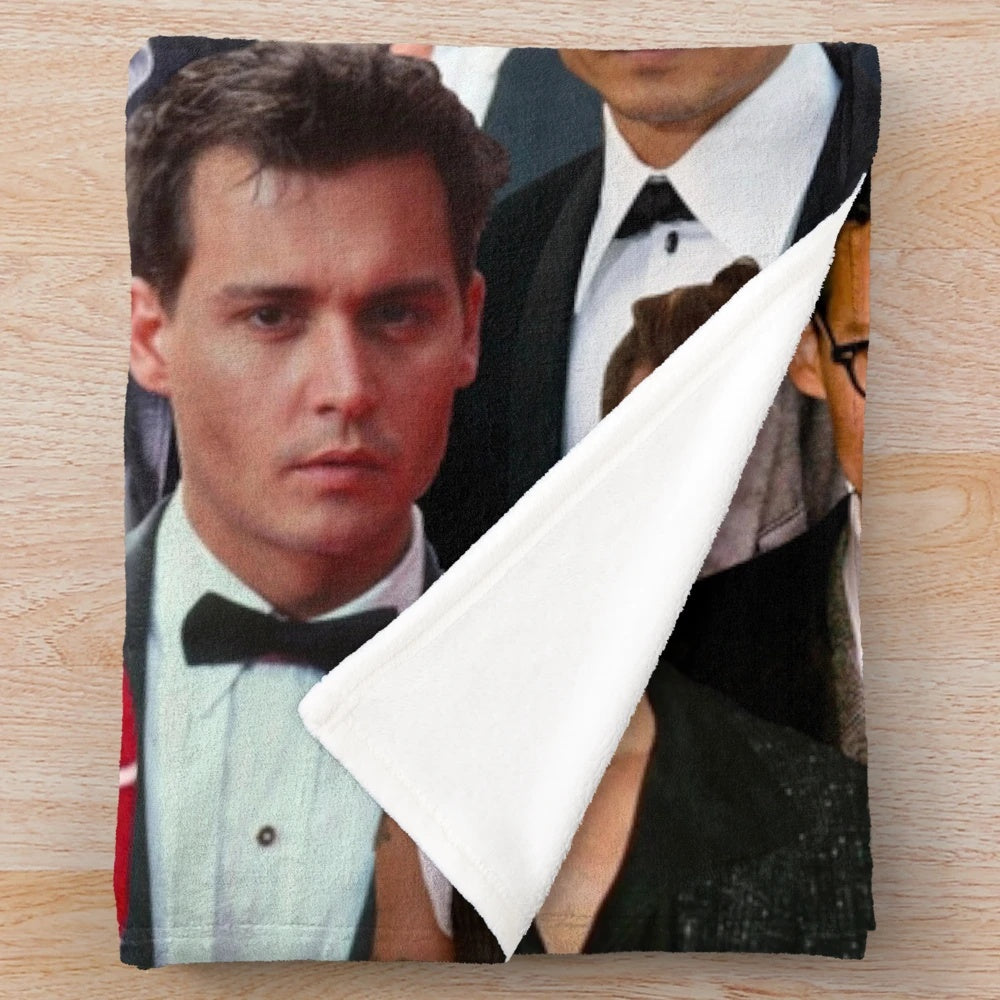 Johnny Depp Photo Collage Plush Blanket